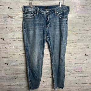 Silver Jeans Co Avery Slim Women’s Blue Plus Size 33 Power Stretch Zip